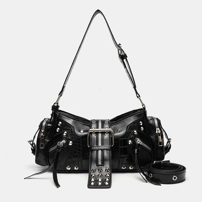 Women's Y2k Punk Vintage Shoulder Purse PU Leather Gothic Rivet Handbag
