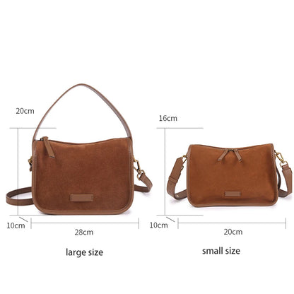 Women's Suede Leather Crossbody Bag – Retro Luxury Handbag
