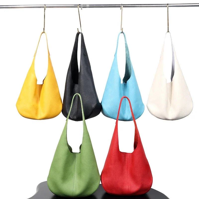 Women's Genuine Leather Hobo Shoulder Bag – Soft Retro Luxury