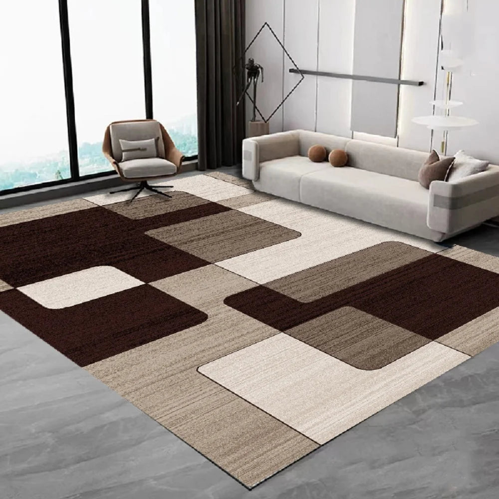 Grey & Black Diamond Area Rug – Minimalist Living Room Carpet