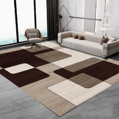 Grey & Black Diamond Area Rug – Minimalist Living Room Carpet