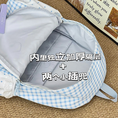 Plaid Backpack for Teen Girls – Cute Kawaii School Daypack