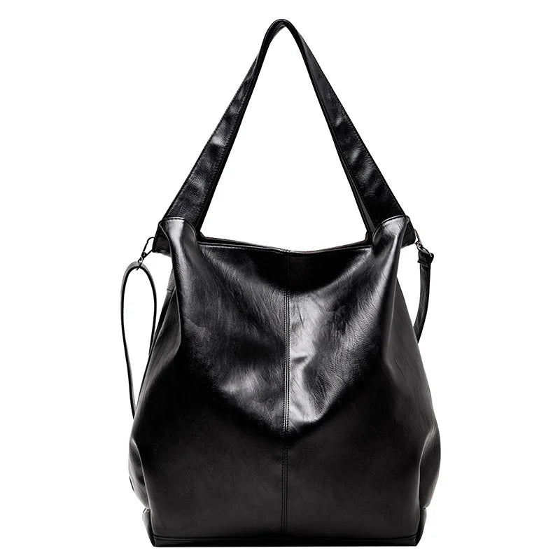Fashion Big Leather Tote Bag For Women Large Capacity Retro