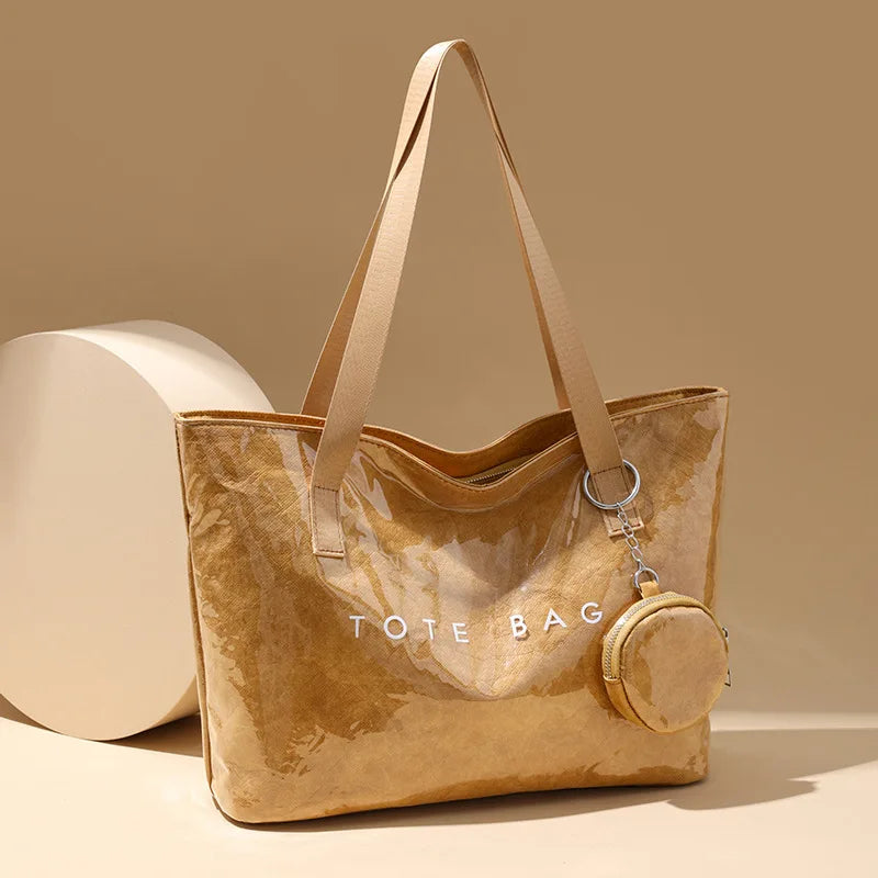 PVC Kraft Paper Tote Bag with Matching Purse