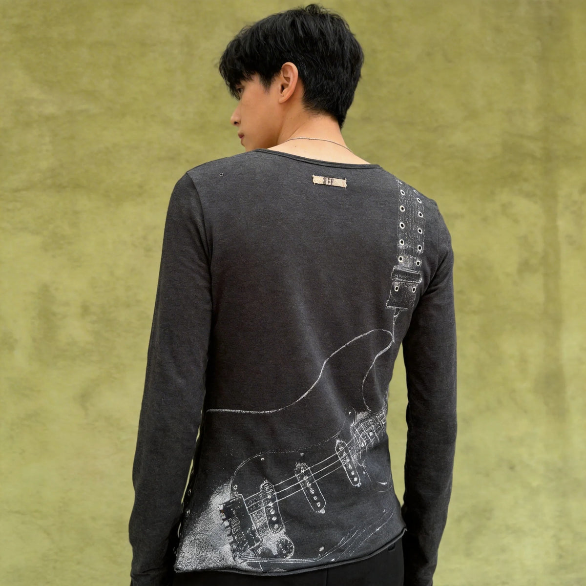 Guitar Print Long Sleeve T-Shirt – Y2K Harajuku Streetwear