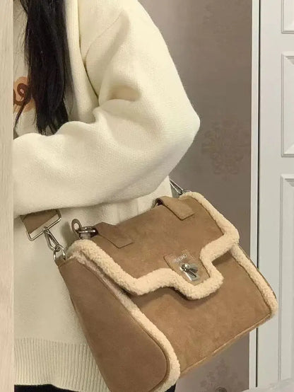 Vintage Brown Tote Bag Women Autumn Winter