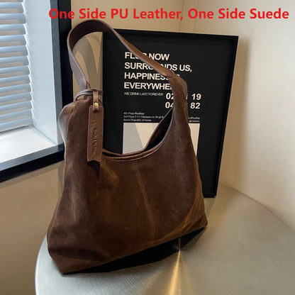 Women Suede Shoulder Bag with Zipper Hobo Bags