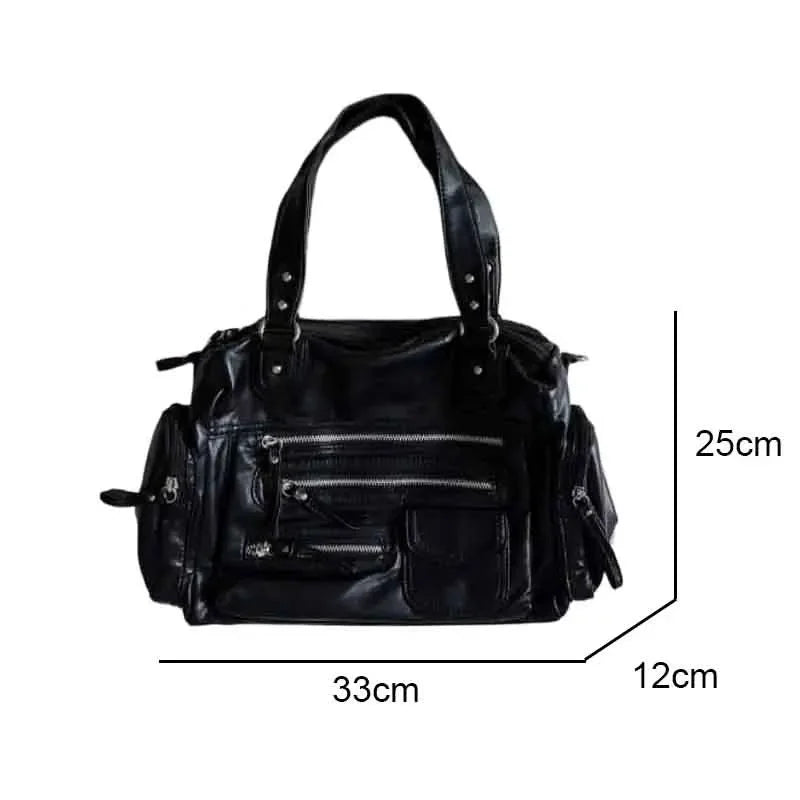 Vintage Punk Women Tote Bags Mujer Moto Style