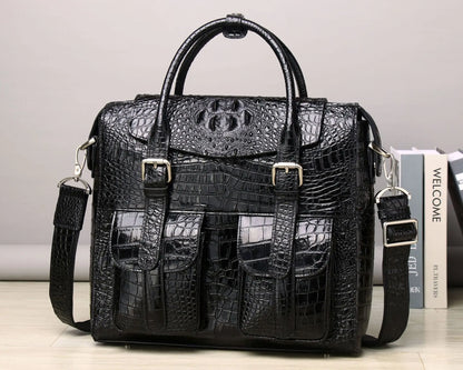 Alligator Embossed Genuine Leather Men's Briefcase Bag