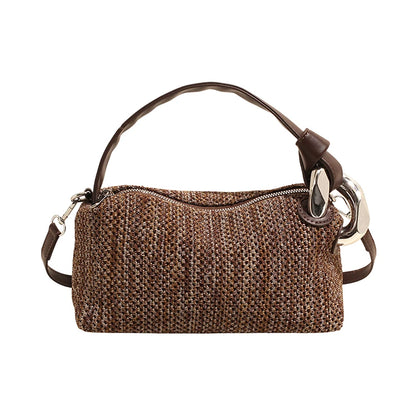 Straw Shoulder Bag for Women – Vintage Woven Crossbody Handbag