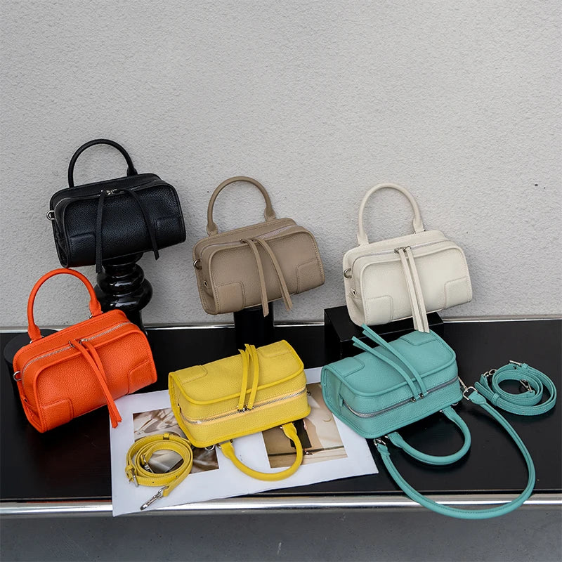 Genuine Cowhide Leather Mini Crossbody Bag