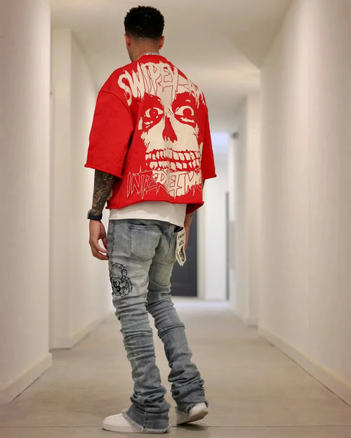 Gothic Skull Graphic T-Shirt Men's Oversized Cotton Tee