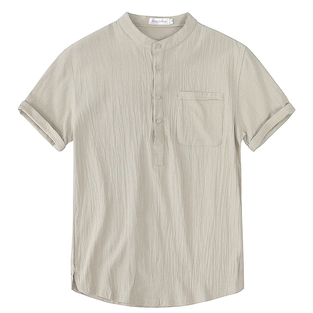 Men's Cotton Linen Short Sleeve Casual Shirt
