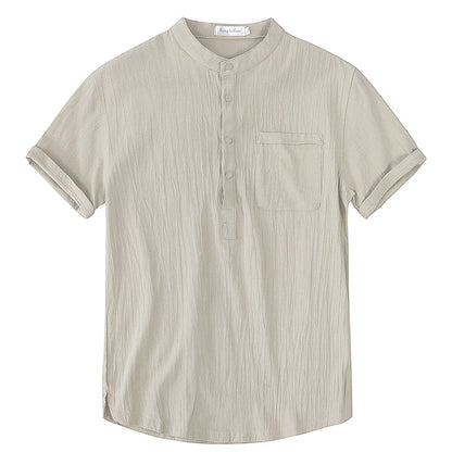 Men's Cotton Linen Short Sleeve Casual Shirt