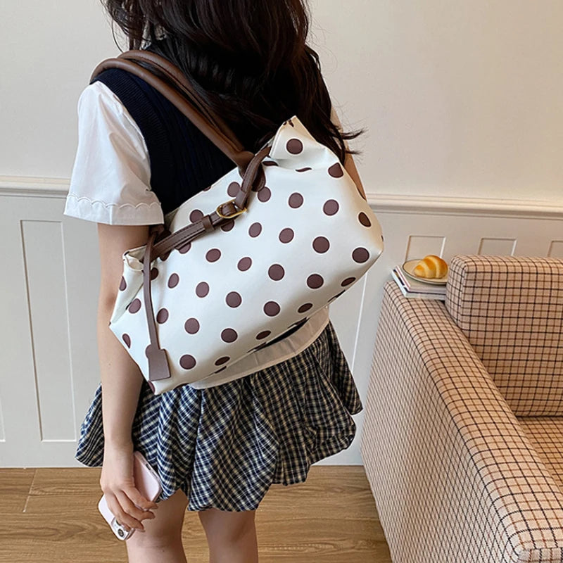 Korean Polka Dot With Belt Buckle Detail Shoulder Bag