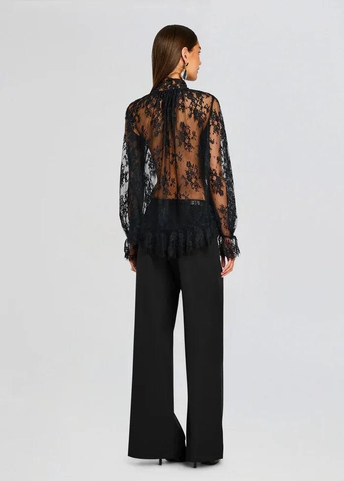 Sheer Mesh Fishnet Long Sleeve Top – Women's See-Through Lace Shirt