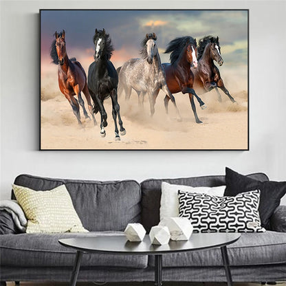 Wild Horse Canvas Wall Art – Majestic Running Stallion Poster Print