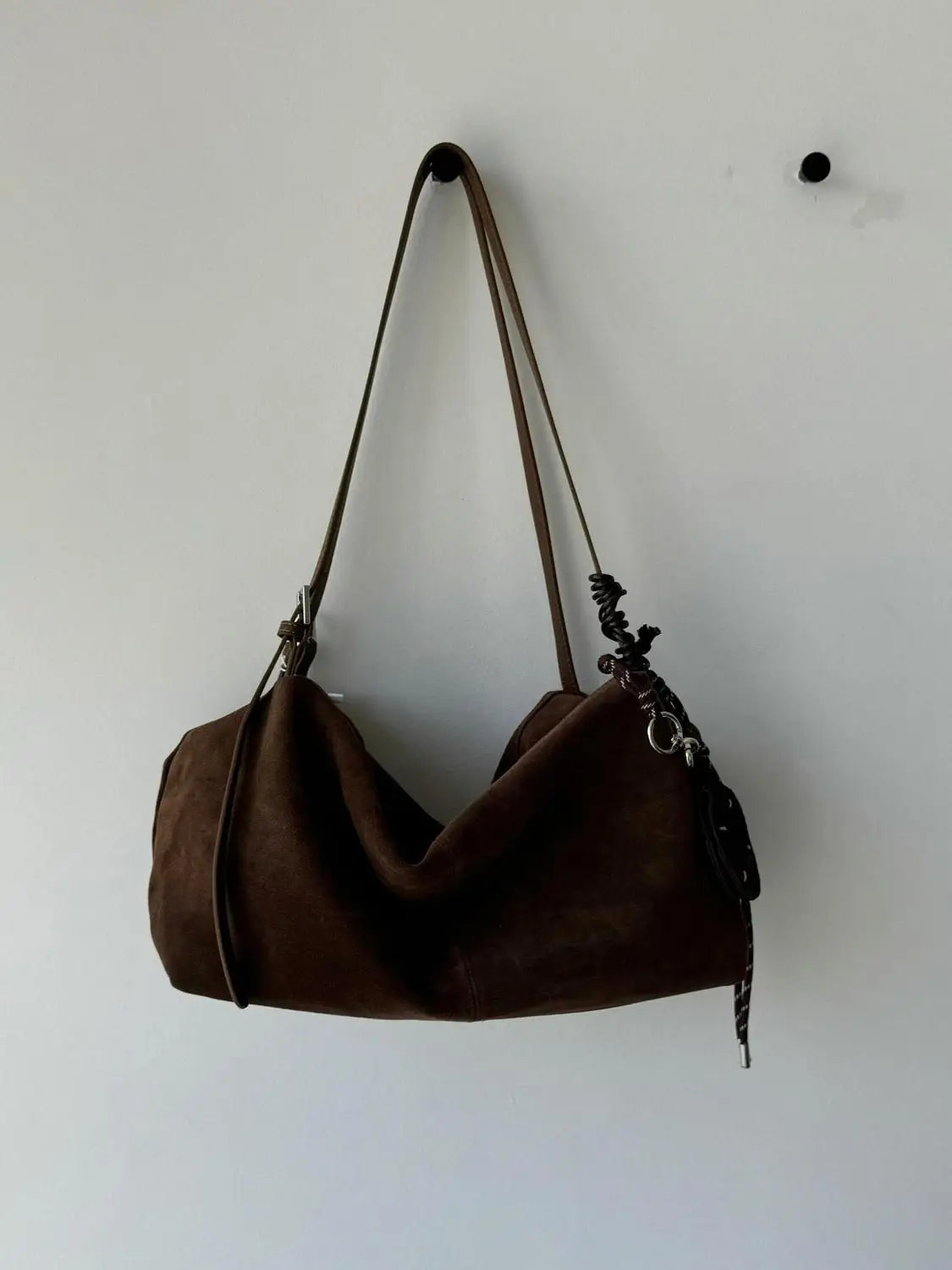 Vintage Large Capacity Tote Bag Women Retro Suede Casual Shoulder Bags