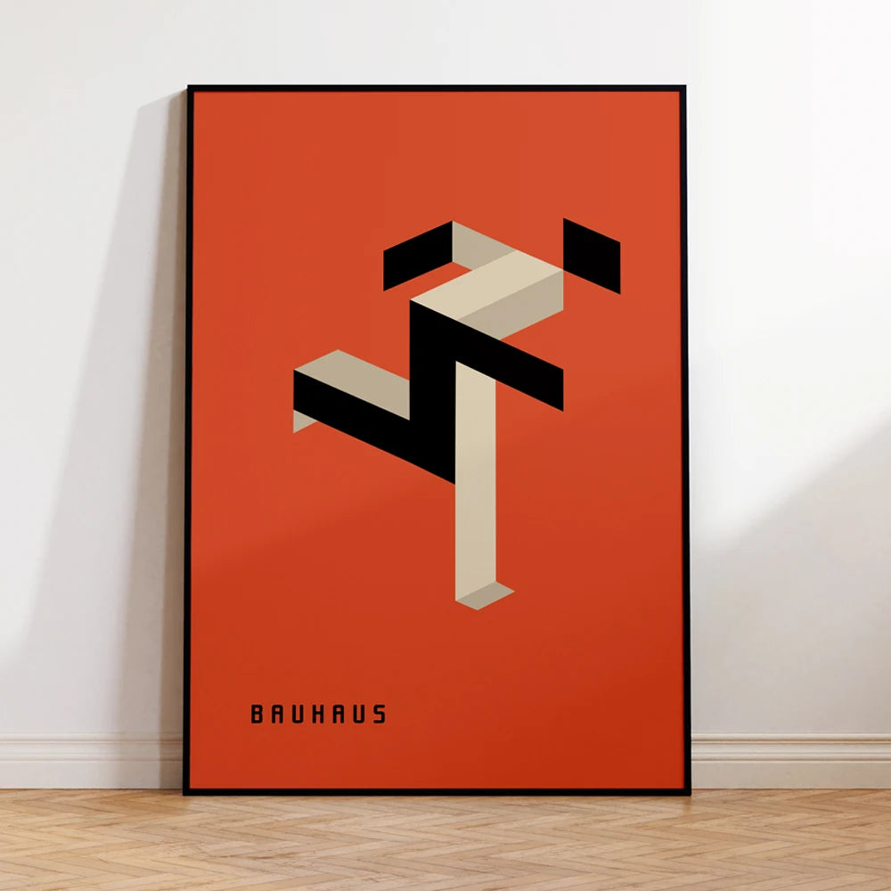Bauhaus Running Man Canvas Wall Art – Geometric Abstract Print