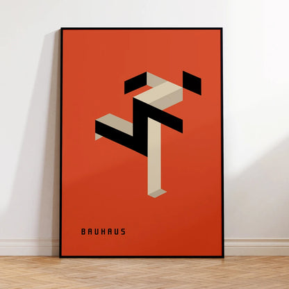 Bauhaus Running Man Canvas Wall Art – Geometric Abstract Print