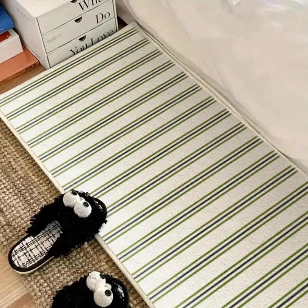 Striped Bedside Runner Rug – Anti-Slip Floor Mat for Bedroom & Living Room