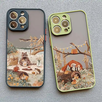 Cartoon Animal iPhone Case – Bear Fox Squirrel Design