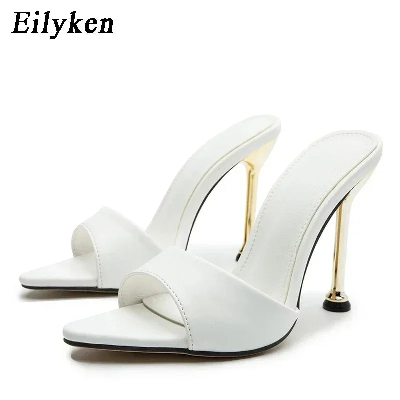 Eilyken Pointed Toe Mule Heels – Women's Thin Stiletto Slide Sandals