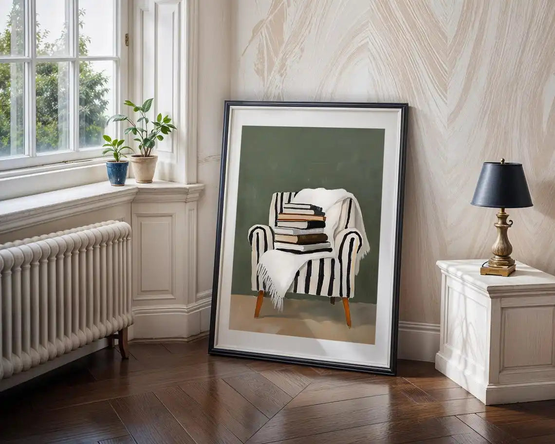 Cozy Reading Nook Canvas Wall Art – Book Lover Print