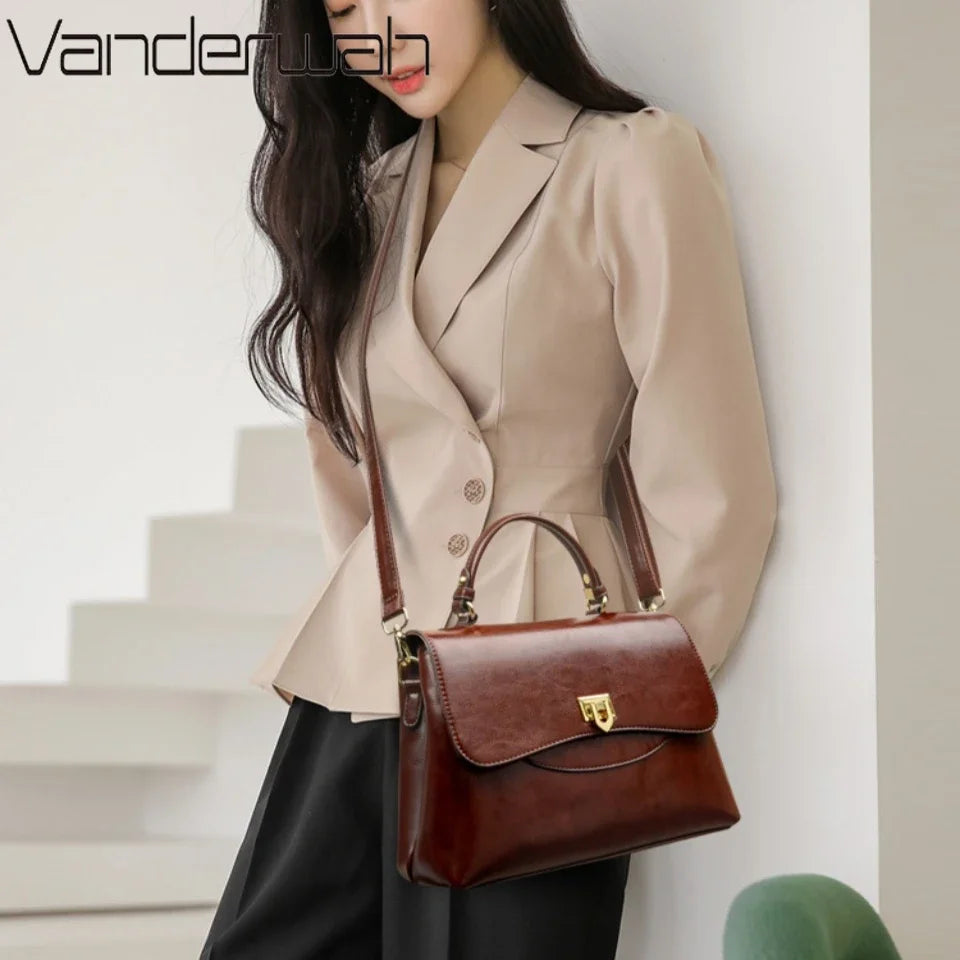 Designer Leather Handbag for Women – Multilayer Crossbody Shoulder Bag