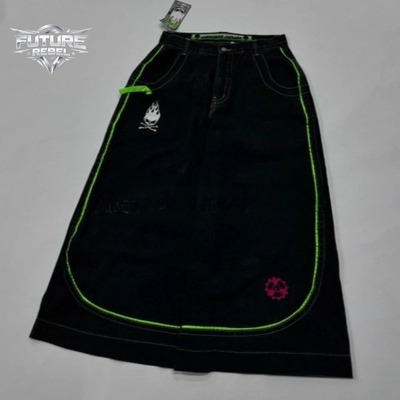 Y2K Wide Leg Baggy Jeans – Alien Graphic Men's Streetwear Denim
