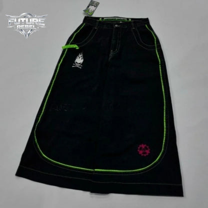 Y2K Wide Leg Baggy Jeans – Alien Graphic Men's Streetwear Denim