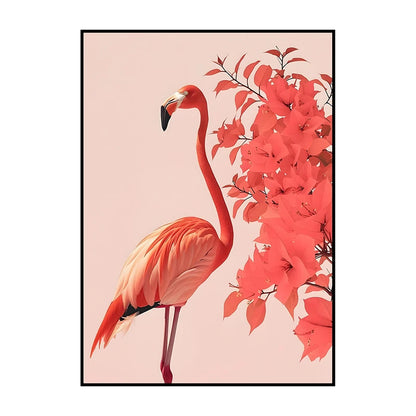 Flamingo on Roller Skates Wall Art Poster – Minimalist Print