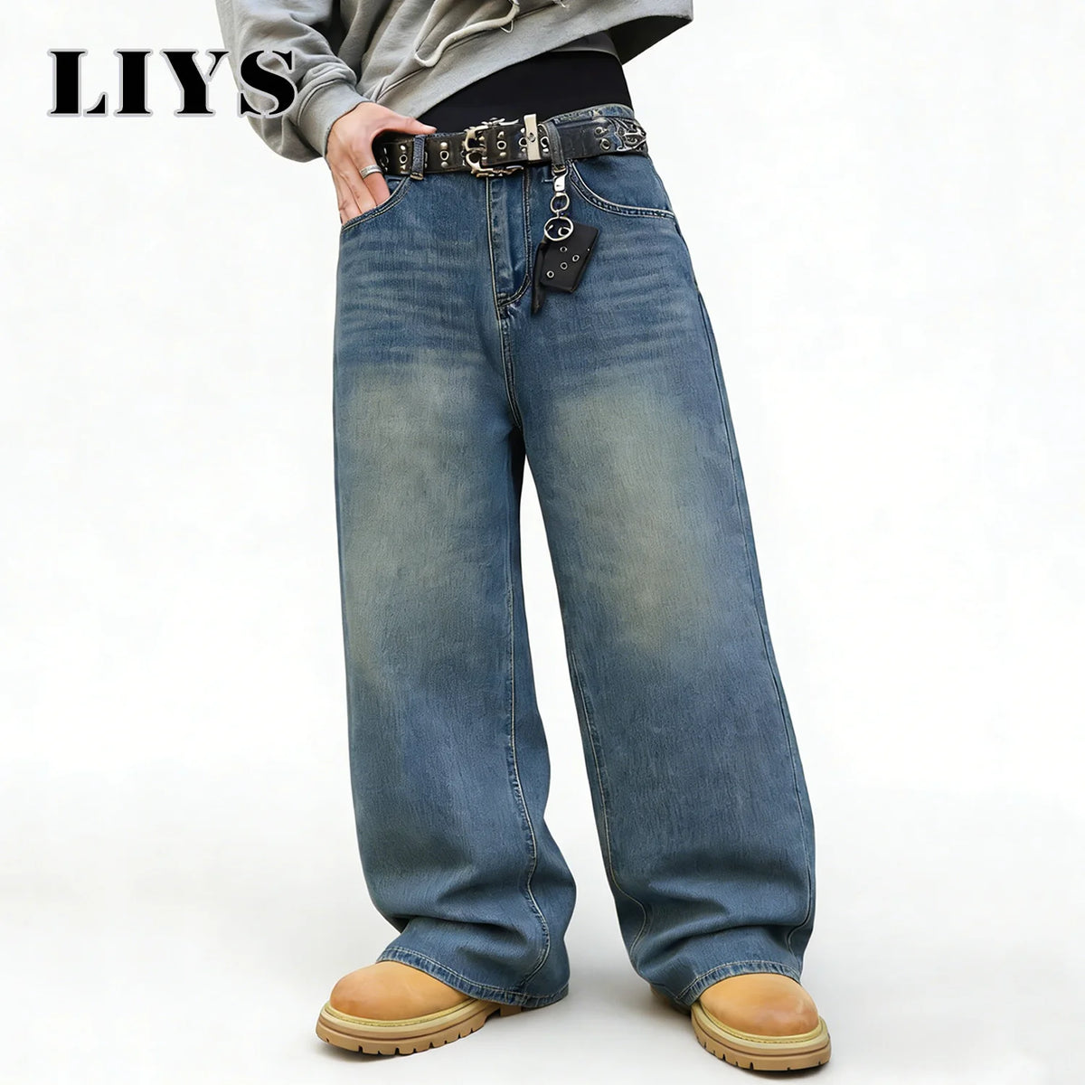 Baggy Wide Leg Jeans – Unisex Oversized Streetwear Denim Pants