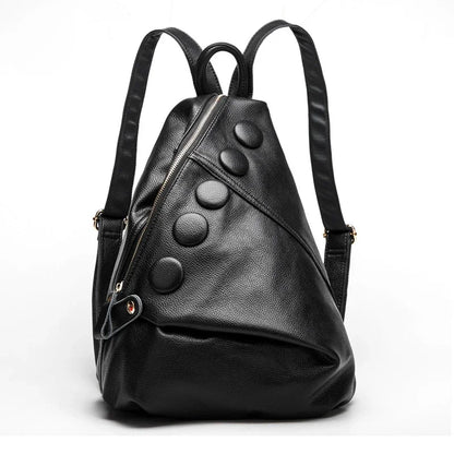 Genuine Leather Women Backpack – Rivet Detail Luxury Bag
