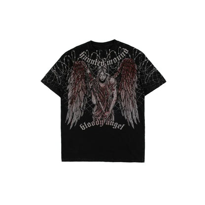 Gothic Graphic T-Shirt – Unisex Washed Streetwear Hip Hop Tee