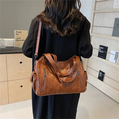 Women's Vintage Large Capacity Leather Tote Bag