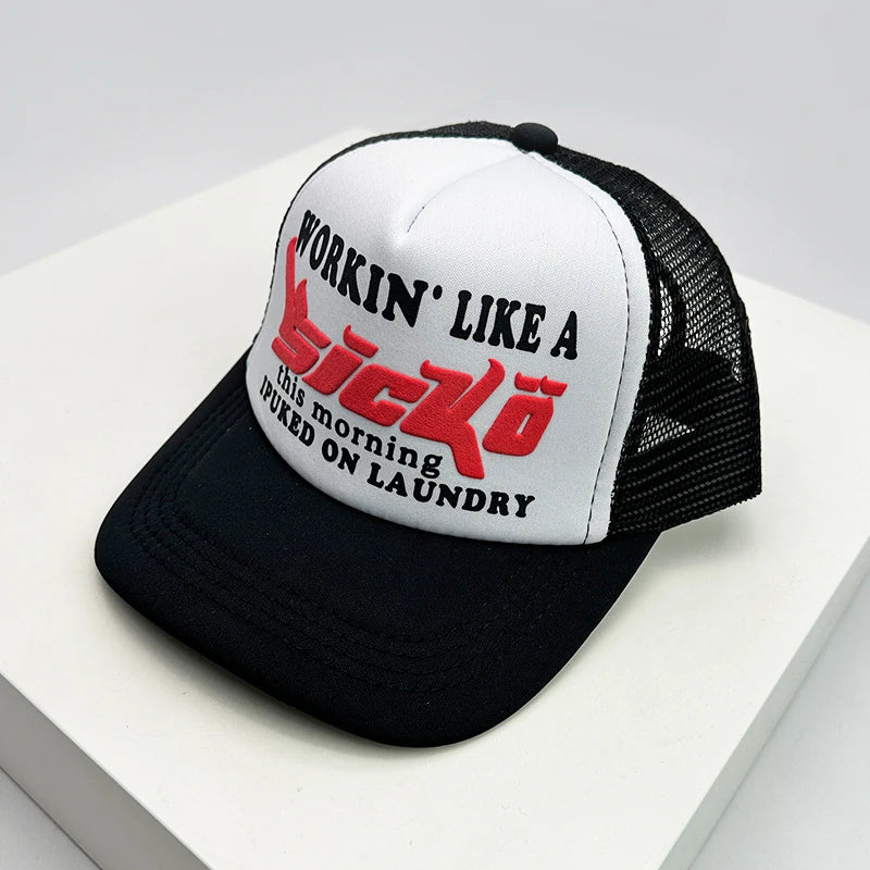Graphic Print Mesh Trucker Hat Breathable Baseball Cap
