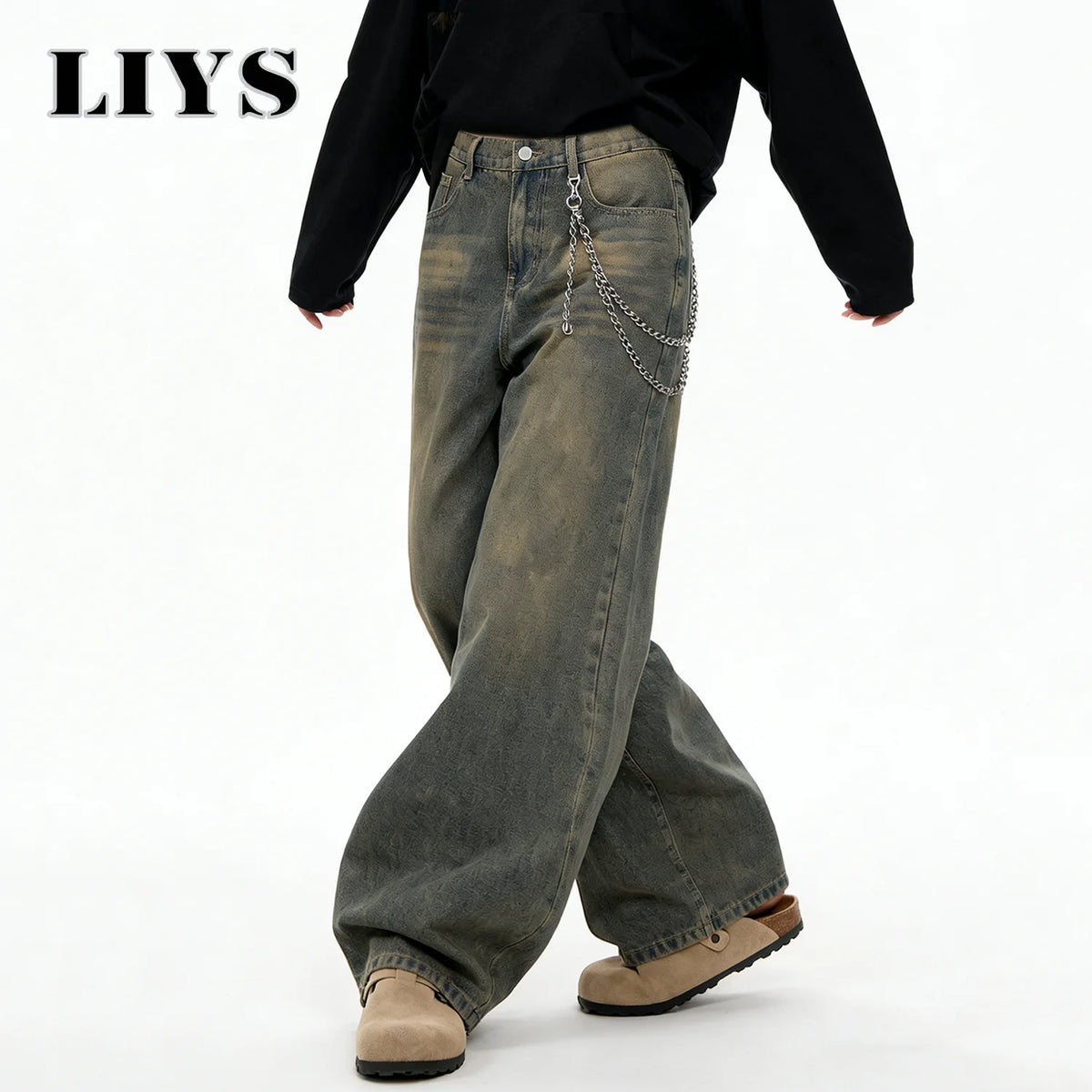 Men's Distressed Baggy Wide Leg Jeans – Y2K Streetwear