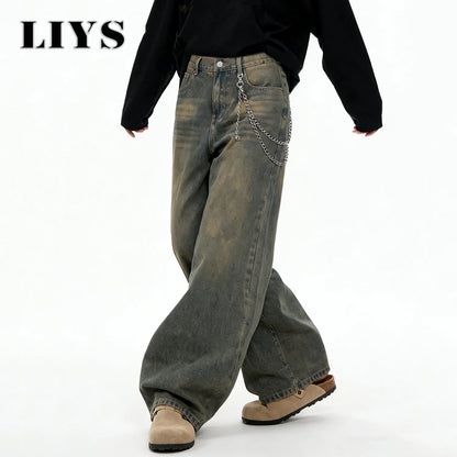Men's Distressed Baggy Wide Leg Jeans – Y2K Streetwear