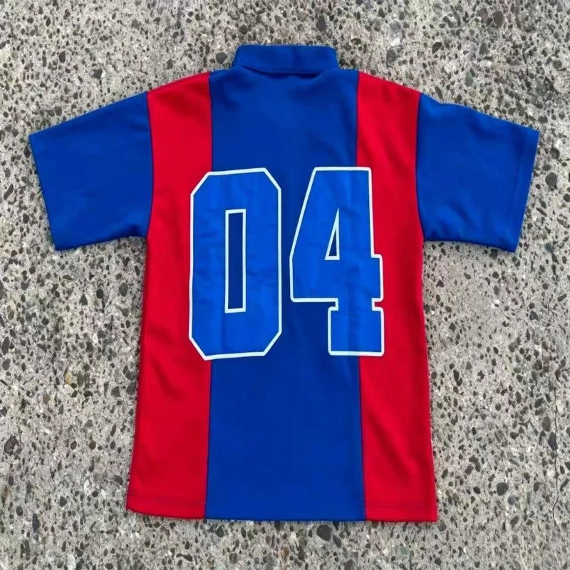 Retro Color Block Polo T-Shirt – Men's Street Style