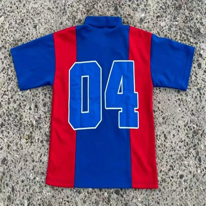 Retro Color Block Polo T-Shirt – Men's Street Style
