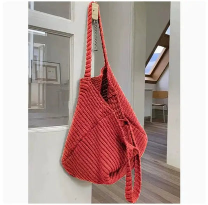 Knit Shoulder Bag for Women – Soft Woven Casual Tote