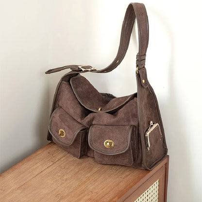 Suede Pillow Shoulder Bag – Large Capacity Crossbody