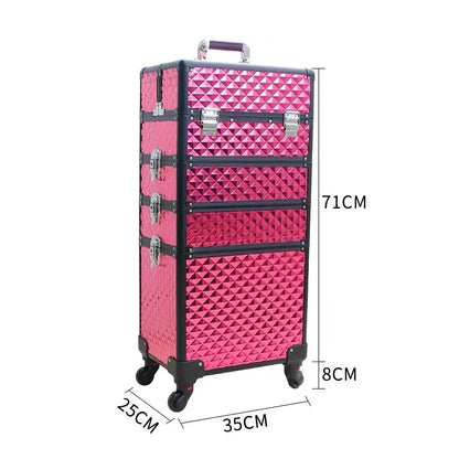 Large Professional Makeup Trolley Case – Multilayer Rolling
