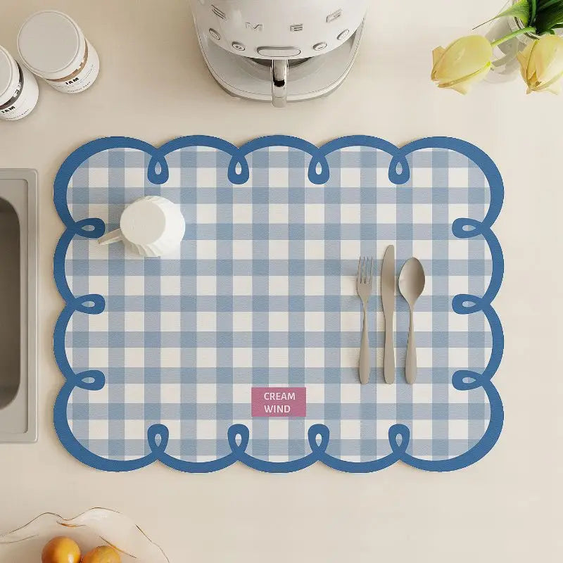 Kitchen Dish Drying Mat – Absorbent Quick-Dry Countertop Drain Pad