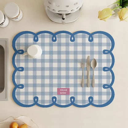 Kitchen Dish Drying Mat – Absorbent Quick-Dry Countertop Drain Pad