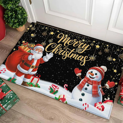 Christmas Doormat – Santa & Snowman Non-Slip Welcome Mat