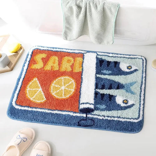 Cartoon Sardine Bath Mat – Soft Non-Slip Bathroom Rug