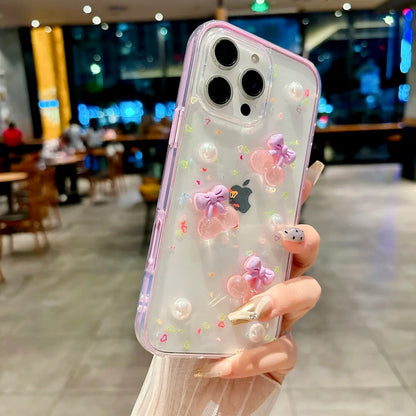 3D Cherry Love Heart iPhone Case – Cute Epoxy Shockproof Cover