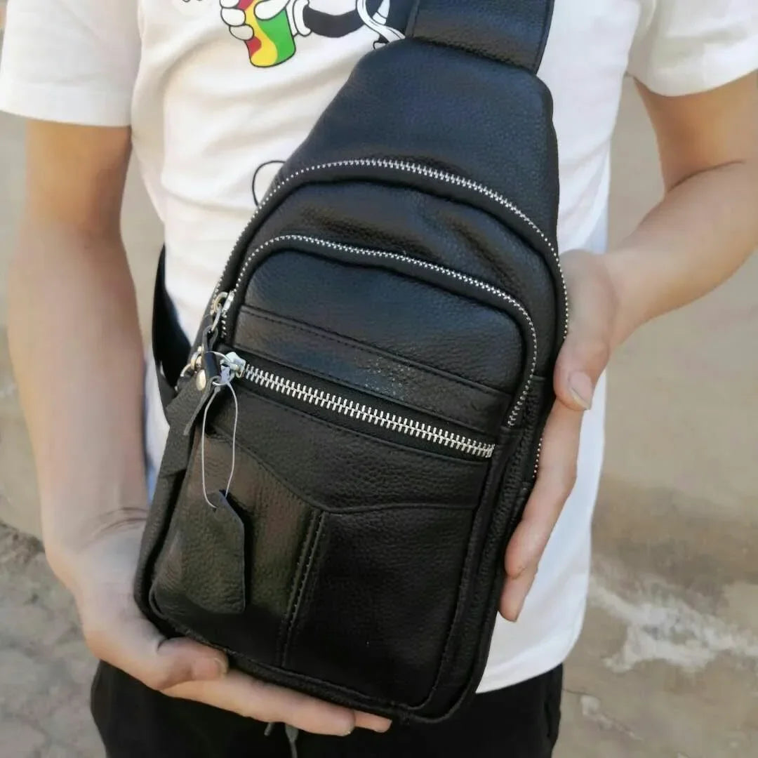 Genuine Leather Men's Sling Bag & Chest Pack